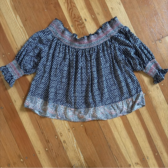 Vanessa Virginia Anthropologie 3/4 Sleeve Off The Shoulder Boho Blouse XL - Picture 4 of 4